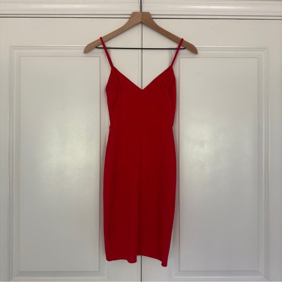 Lulus Romantic spaghetti strap mini dress faux wrap pleated v-neck red Valentine - Picture 2 of 8